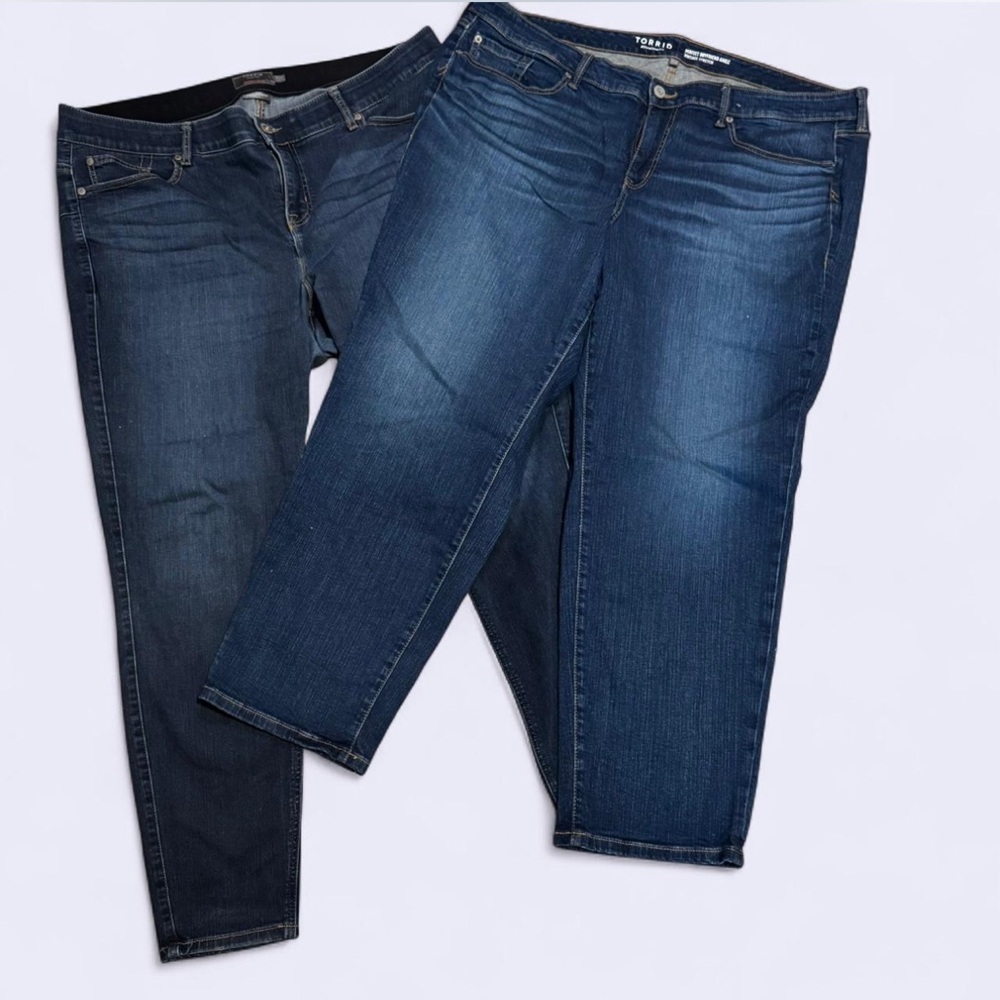 2 pair Torrid Dark & Medium Blue Skinny Jeans and straight ankle jeans